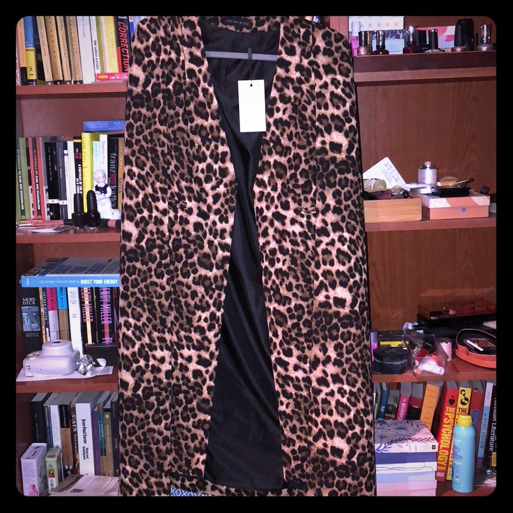 NastyGal leopard print cape jacket. Brand new